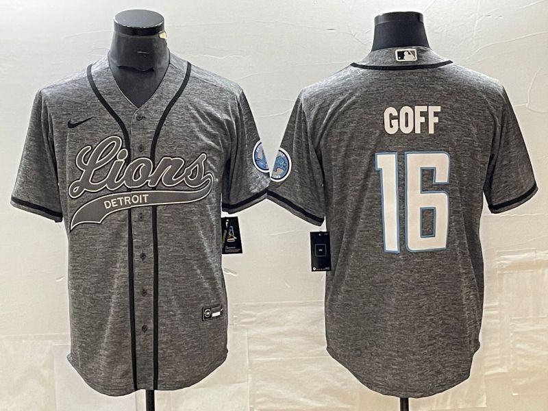 Men Detroit Lions #16 Goff Grey Nike 2023 Co Branding Game NFL Jersey style 1